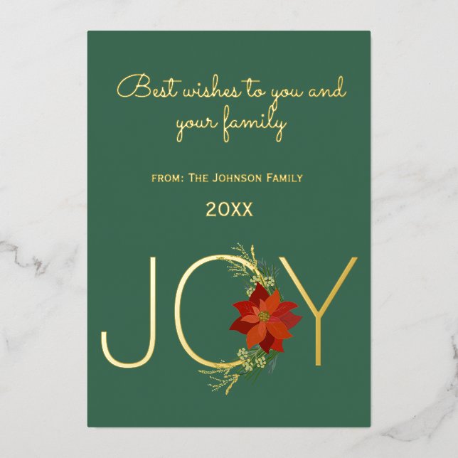 Tarjeta Festiva Con Relieve Metalizado Navidades de navidad navideña de la moderna poinse (Anverso)