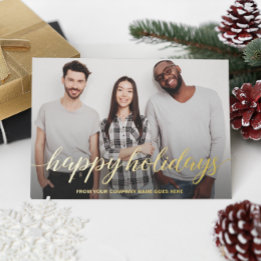 Tarjeta Festiva Con Relieve Metalizado Navidades de negocios Foto Felices Fiestas