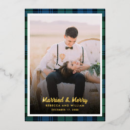 Tarjeta Festiva Con Relieve Metalizado Navidades de Newlyweds Photo Tartan