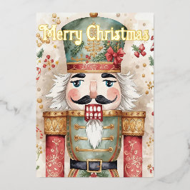 Tarjeta Festiva Con Relieve Metalizado Navidades de Nutcracker