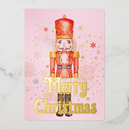 Tarjeta Festiva Con Relieve Metalizado Navidades de Nutcracker