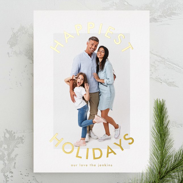 Tarjeta Festiva Con Relieve Metalizado Navidades de oro audaces modernos dos fotos elegan (Subido por el creador)