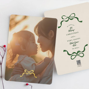 Tarjeta Festiva Con Relieve Metalizado navidades de oro minimalista arco foto