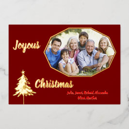 Tarjeta Festiva Con Relieve Metalizado Navidades de oro rojo oscuro mínimo de árbol de or