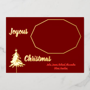 Tarjeta Festiva Con Relieve Metalizado Navidades de oro rojo oscuro mínimo de árbol de or