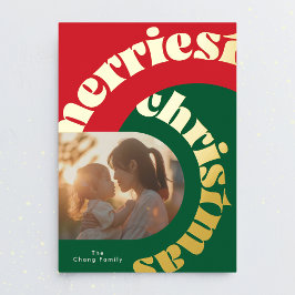 Tarjeta Festiva Con Relieve Metalizado navidades de oro rojo rojo verde oval dos foto