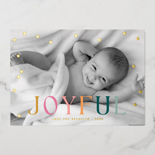 Tarjeta Festiva Con Relieve Metalizado Navidades de pequeñas estrellas alegres