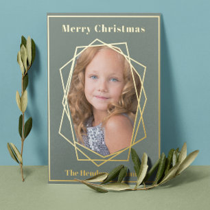 Tarjeta Festiva Con Relieve Metalizado Navidades de Relieve metalizado Foto Geométrica de