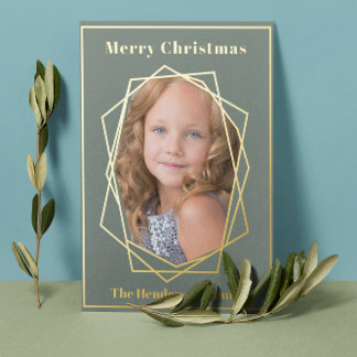 Tarjeta Festiva Con Relieve Metalizado Navidades de Relieve metalizado Foto Geométrica de