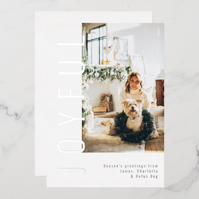 Tarjeta Festiva Con Relieve Metalizado Navidades de vacaciones alegres (Anverso/Reverso)