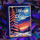 Tarjeta Festiva Con Relieve Metalizado Navidades de Winter Scenery pintados<br><div class="desc">Paintada Navidad en inviernoPintada de Navidades de invierno</div>