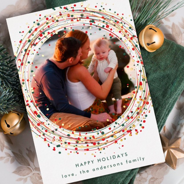 Tarjeta Festiva Con Relieve Metalizado Navidades del Oro Verde Rojo Paint Photo Happy (Subido por el creador)