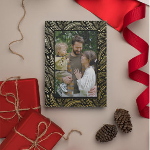 Tarjeta Festiva Con Relieve Metalizado Navidades dibujados a mano Pine Tree Photo