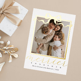 Tarjeta Festiva Con Relieve Metalizado Navidades elegantes de fotos de Merrier Together