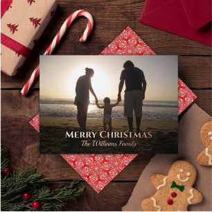 Tarjeta Festiva Con Relieve Metalizado Navidades Elegantes Foto Topografía Oro Rojo