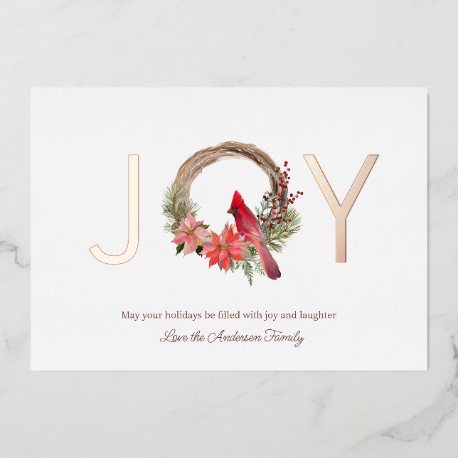Tarjeta Festiva Con Relieve Metalizado Navidades Elegantes Joy Cardenal Floral (Anverso)