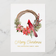 Navidades elegantes Monograma de pájaro cardenal r