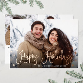 Tarjeta Festiva Con Relieve Metalizado Navidades espumosos 3 Rosa de oro