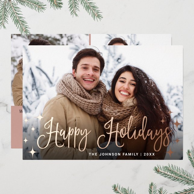 Tarjeta Festiva Con Relieve Metalizado Navidades espumosos 3 Rosa de oro (Subido por el creador)