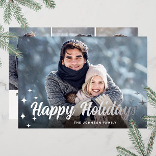 Tarjeta Festiva Con Relieve Metalizado Navidades espumosos 4 Fotos de plata de saludo