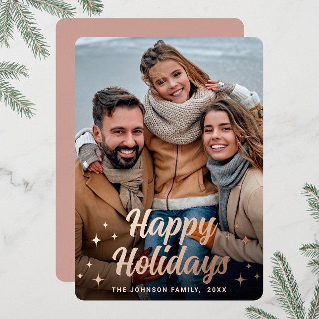 Tarjeta Festiva Con Relieve Metalizado Navidades espumosos FOTO Saludo a Rosa de oro (Subido por el creador)