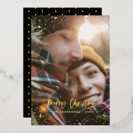 Tarjeta Festiva Con Relieve Metalizado Navidades estrella fotográfica mínima moderna