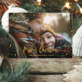 Tarjeta Festiva Con Relieve Metalizado Navidades estrella moderna de guión gráfico mínimo