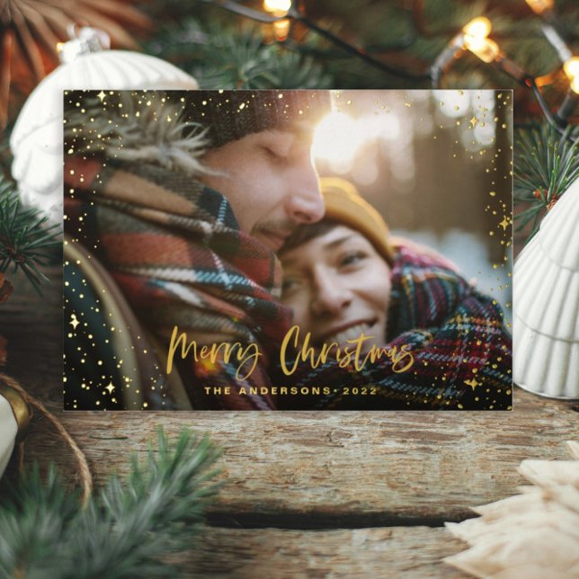Tarjeta Festiva Con Relieve Metalizado Navidades estrella moderna de guión gráfico mínimo (Subido por el creador)