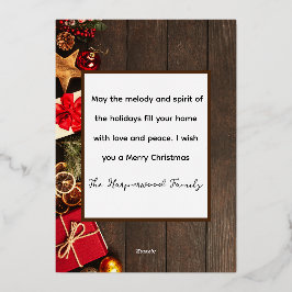 Tarjeta Festiva Con Relieve Metalizado navidades familiares elegantes de madera Dos Foto