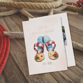 Tarjeta Festiva Con Relieve Metalizado Navidades Flip Flop Hawaiian Way