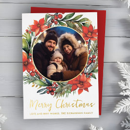 Tarjeta Festiva Con Relieve Metalizado Navidades Floral Wreath Relieve metalizado Foto Ta