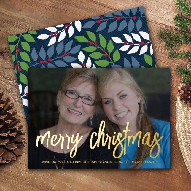 Tarjeta Festiva Con Relieve Metalizado Navidades Foto horizontal Feliz Navidad (Subido por el creador)