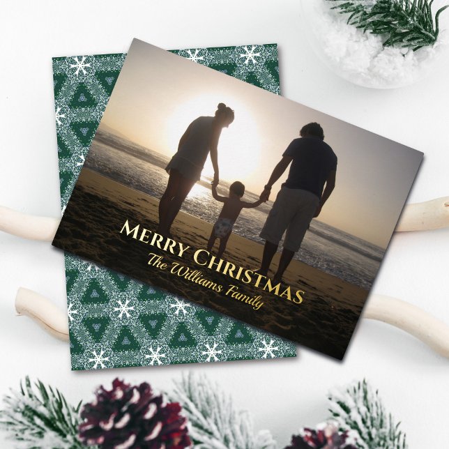 Tarjeta Festiva Con Relieve Metalizado Navidades Foto Topografía Oro Blanco Verde (Subido por el creador)