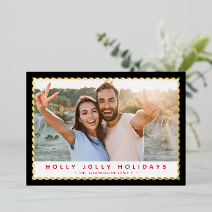 Tarjeta Festiva Con Relieve Metalizado NAVIDADES FOTOGRAFÍA simple frontera dorada