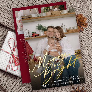 Tarjeta Festiva Con Relieve Metalizado Navidades fotográficos con guiones vivos y fríos