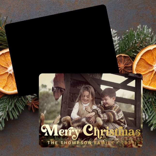 Tarjeta Festiva Con Relieve Metalizado Navidades fotográficos retro de moda y simple (Subido por el creador)