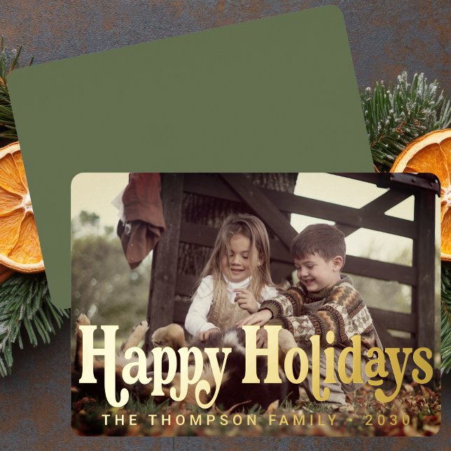 Tarjeta Festiva Con Relieve Metalizado Navidades fotográficos retro de moda y simple (Subido por el creador)