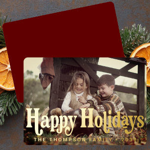 Tarjeta Festiva Con Relieve Metalizado Navidades fotográficos retro de moda y simple