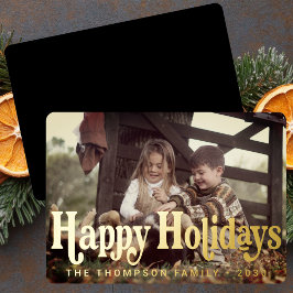 Tarjeta Festiva Con Relieve Metalizado Navidades fotográficos retro de moda y simple