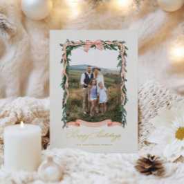 Tarjeta Festiva Con Relieve Metalizado Navidades Garland Photo