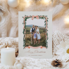 Tarjeta Festiva Con Relieve Metalizado Navidades Garland Photo