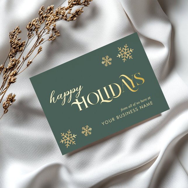 Tarjeta Festiva Con Relieve Metalizado Navidades Happy Holidays Business Company Green (Subido por el creador)