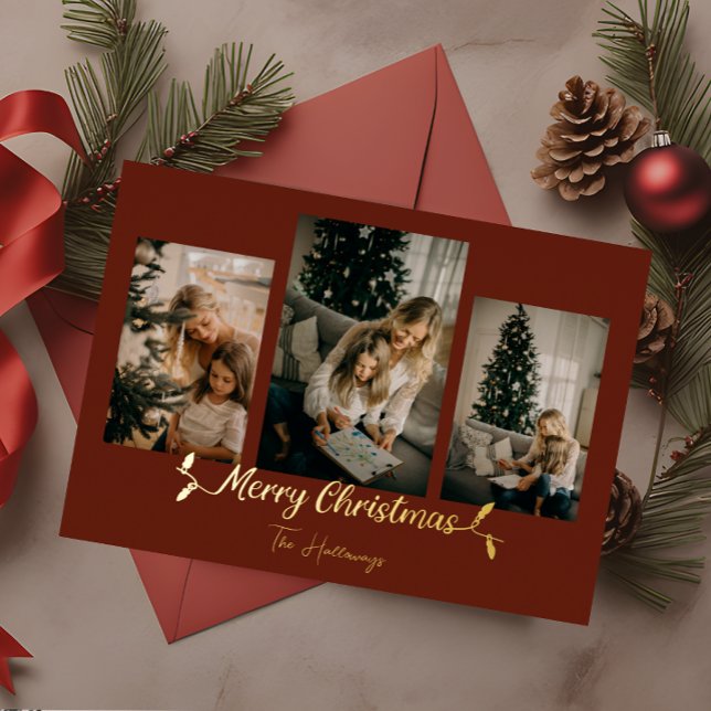 Tarjeta Festiva Con Relieve Metalizado Navidades Luces Rojas 3 Foto (Subido por el creador)