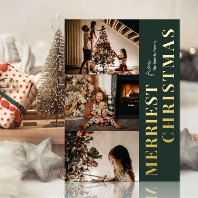 Tarjeta Festiva Con Relieve Metalizado Navidades más brillantes: Moderna escritura de oro (Subido por el creador)