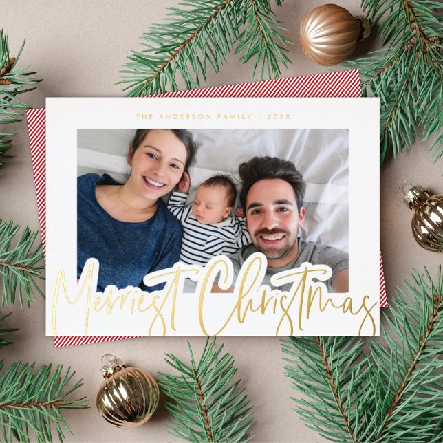 Tarjeta Festiva Con Relieve Metalizado Navidades más valientes en escritura moderna Photo (Subido por el creador)