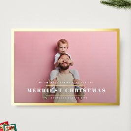 Tarjeta Festiva Con Relieve Metalizado Navidades más valientes | Marco fotográfico dorado
