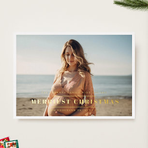 Tarjeta Festiva Con Relieve Metalizado Navidades más valientes   Marco fotográfico dorado