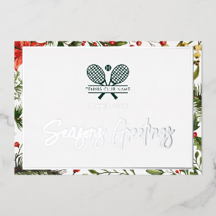 Tarjeta Festiva Con Relieve Metalizado Navidades miembros del club de tenis saludan a Sil