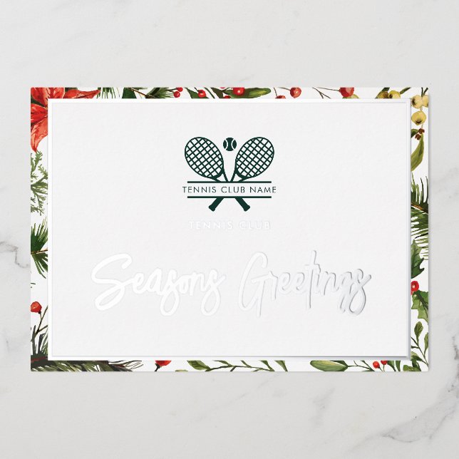 Tarjeta Festiva Con Relieve Metalizado Navidades miembros del club de tenis saludan a Sil (Anverso)
