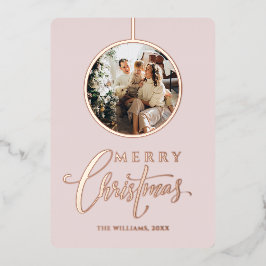 Tarjeta Festiva Con Relieve Metalizado Navidades minimalistas modernos de fotografía rosa